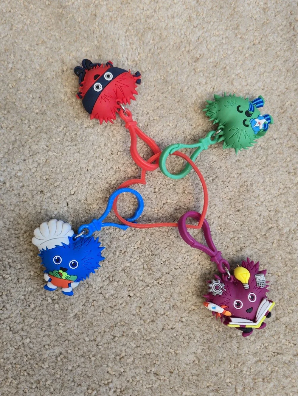 Kids Heart Challenge Character Keychains Lot Of 4 Spark Chef Star Buster